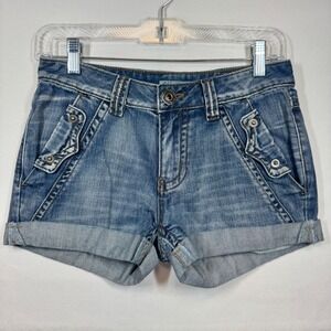 Cabin Underwood Denim Shorts Cuffed Pockets Blue Jean Shorts Women's Sz 4 No Tag